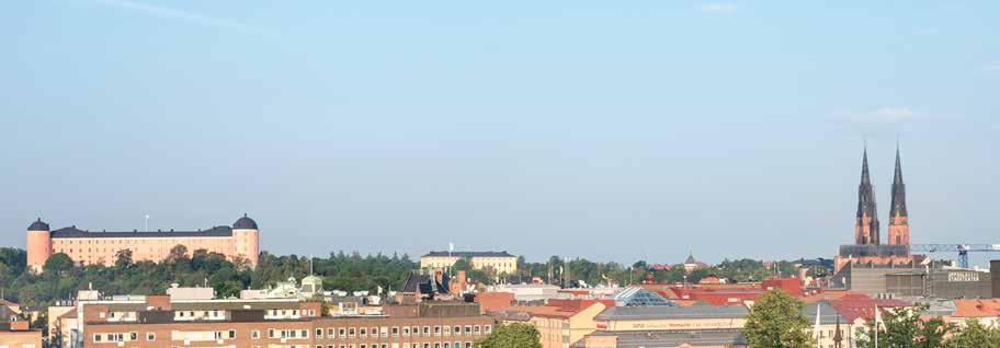 HUSHÖJDER OCH SIKTLINJER Den berömda Uppsalasiluetten utgörs av de högt belägna märkesbyggnaderna Uppsala slott, Carolina Rediviva, Uppsala domkyrka och Universitetshuset.