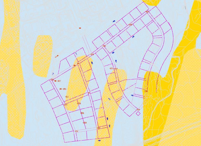 6 Geotekniska förhållanden 6.1 Topografi Aktuellt område utgörs av en mycket varierande skogsterräng. Området sluttar generellt mot sydöst.