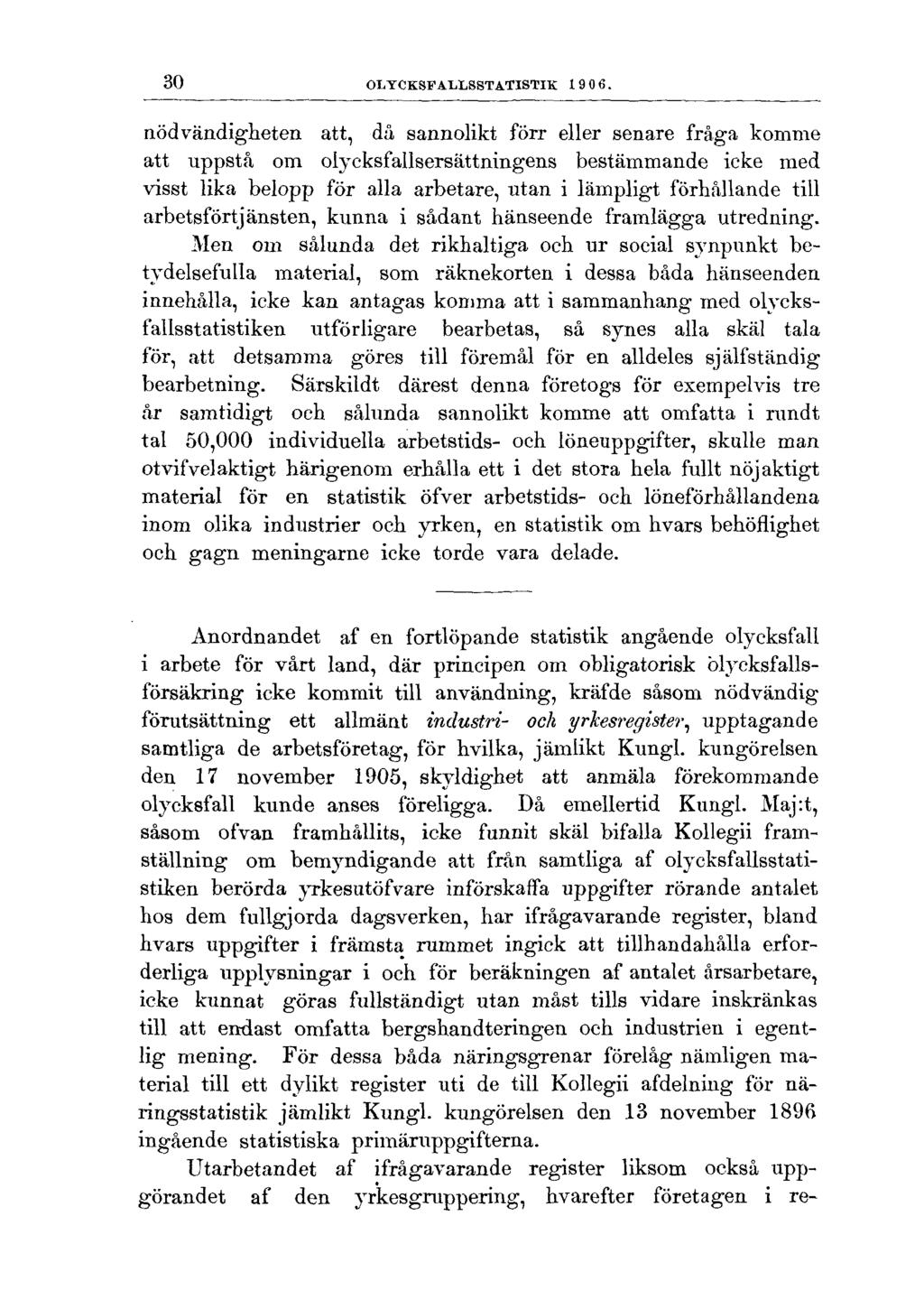30 OLYCKSFALLSSTATISTIK 1906.