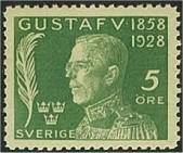 kronor blå 2500 1000 1928 Gustav V 70 år 226 5 öre grön 18 25 227 10 öre violett 18 25 228 15 öre röd 18 18 229 20 öre orange 35 15 230