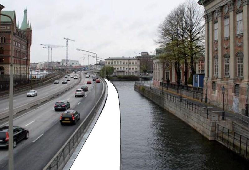 Sida 14 (28) På längre sikt föreslås att en bro för cykeltrafik byggs längs Centralbron på sträckan mellan tunnelbanestation vid Gamla stan och Tegelbacken.