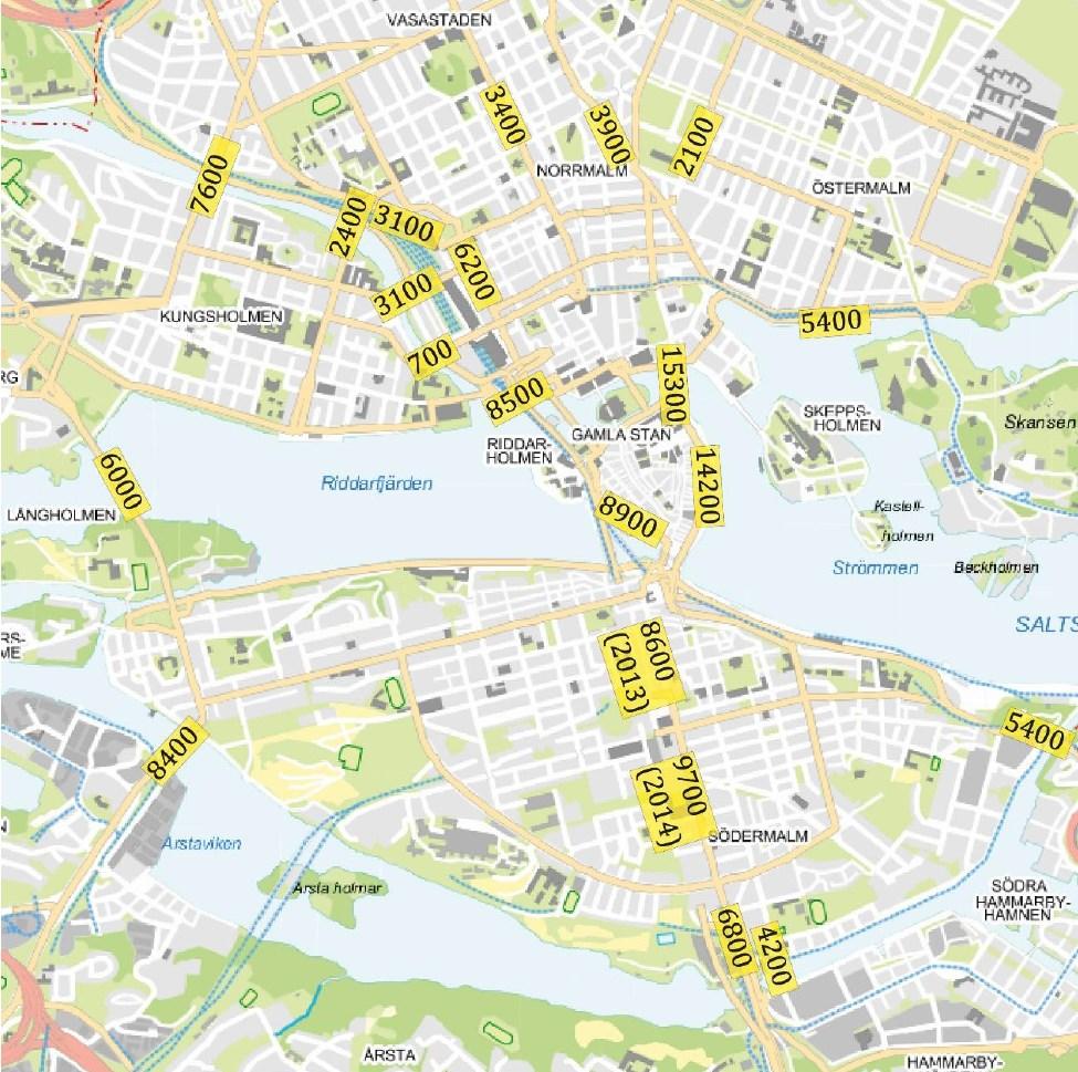 Sida 6 (28) Kartan nedan visar en mätning som utfördes av Stockholms stad under maj 2015.