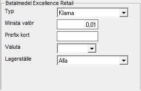 I fliken Ekonomi/Garanti gör man inställningar för betalmedlet. Välj typ Klarna ur tabellen. Minsta valör ska vara 0,01.