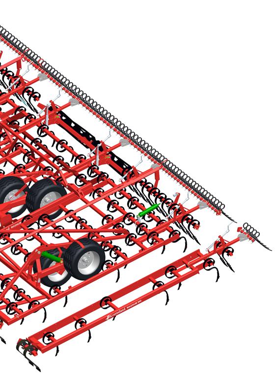 Dubbla lamellplankor Kverneland harvar levereras som standard med kraftig hydraulisk främre lamellplanka.