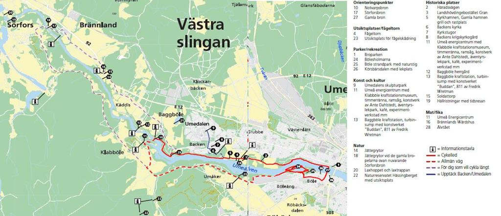 Längs banan finns även en hel del andra sevärdheter, iordningställda rastplatser och