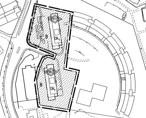 Det finns redan en gällande detaljplan där byggrätten planeras (se figur 3), men eftersom det är prickmarkerad mark som inte tillåter att marken bebyggs behöver ytterligare byggrätt