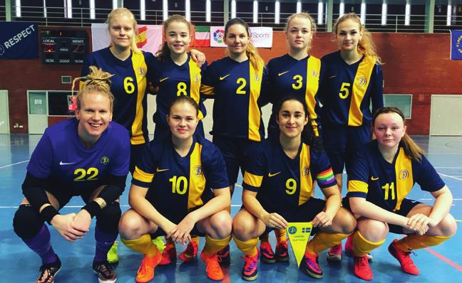 EM-kval i futsal, 7-9 december, Madrid, Spanien Sveriges trupp Deltagare: Johanna Karmgård, Paulina Boksz, Wilma B j ö rc k, Fa t i m a Tebibel, Matilda Jansson, Pauline Englund, Sofia Sveriges trupp
