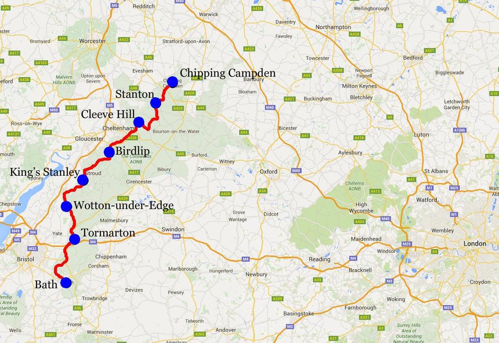 Cotswold way, Chipping Campden Bath, 8 nätter 6(6) Cotswold Way Cotswold Way är en 164 km lång vandringsled mellan Chipping Campden i norr och Bath i söder.