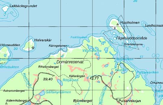 Hornslandet Lokal 1 Datum: 2006-07-17 X 6848408 Y 1586317 Riktning: rakt nordlig Siktdjup: 10,0 m Salinitet: 4,7 Tillståndsklass: 2 Profilen börjar stra nedanför klippuddens norra sida på 2,9 m djup.