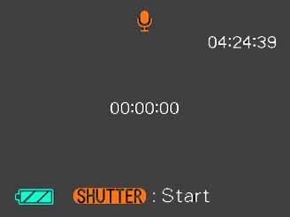 ÖVRIGA INSPELNINGSFUNKTIONER 1. Aktivera läget REC och tryck på [BS] (BEST SHOT). 2. Använd [ ], [ ], [ ] och [ ] för att välja scenen Voice Recording och tryck sedan på [SET].