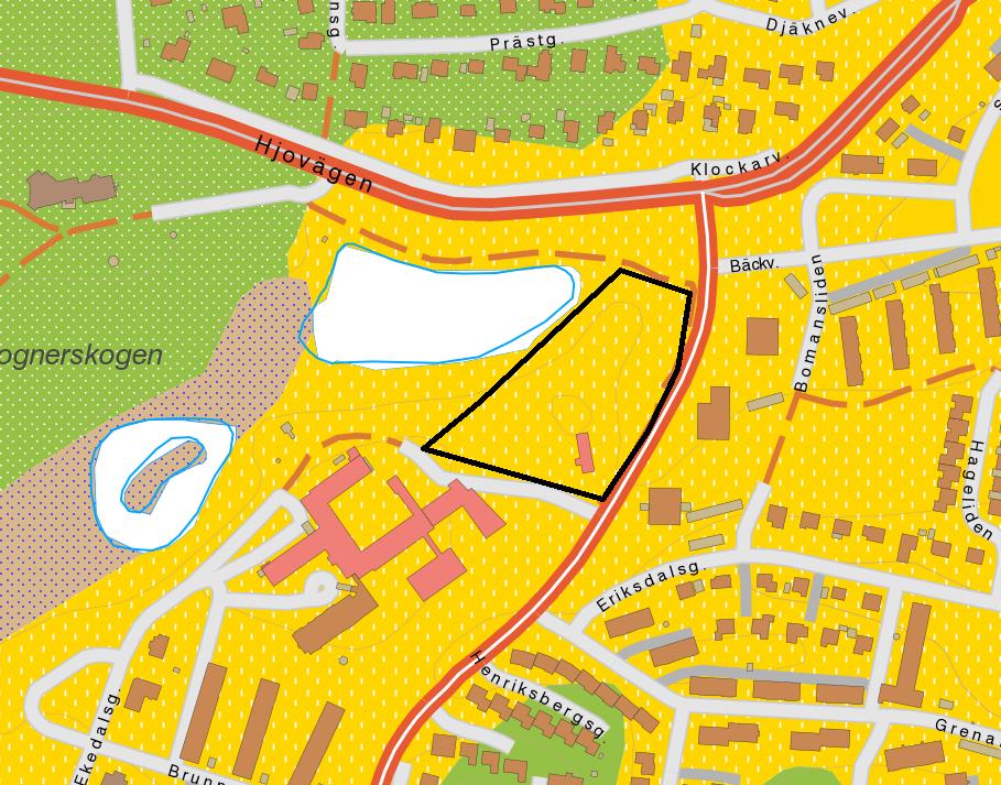 Nrra Ekedal, Nybyggnad flerbstadshus, Skövde kmmun P Geteknik 170622 Utdrag ifrån SGU s jrdkarta. Ungefärligt mråde är markerat med rektangel.