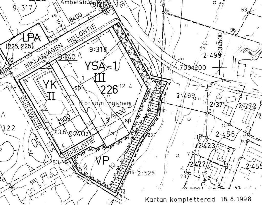 Detaljplan I området gäller byggnadsplaner som fastställts 13.2.1996 och 9.2.1999.