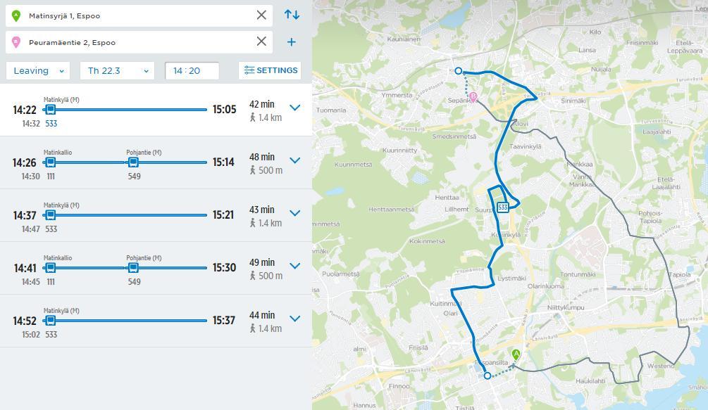 Mattliden - Smedsby Total tid 45-60 min per väg Start från skolan kl 14:20 Buss från Iso Omena