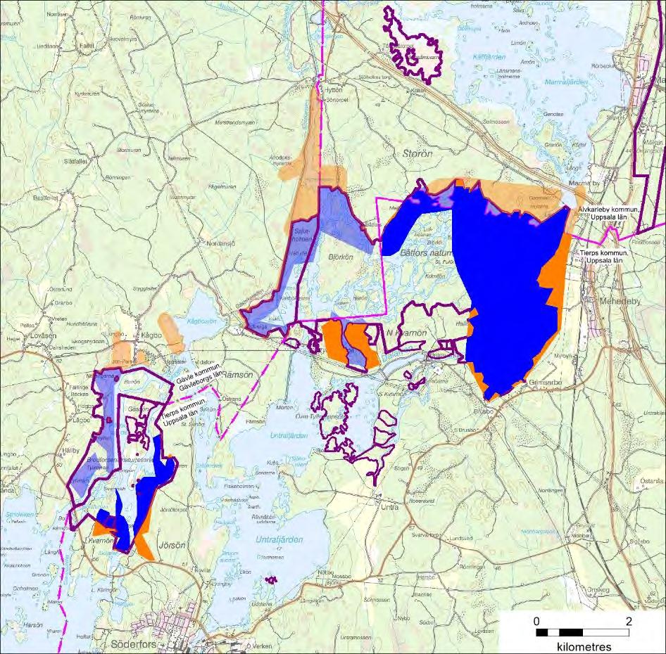 Båtfors Bredfors/Untra Figur 6. Planerade ramområden för bekämpning av översvämningsmyggor i Tierps kommun, Uppsala län, under 2019.