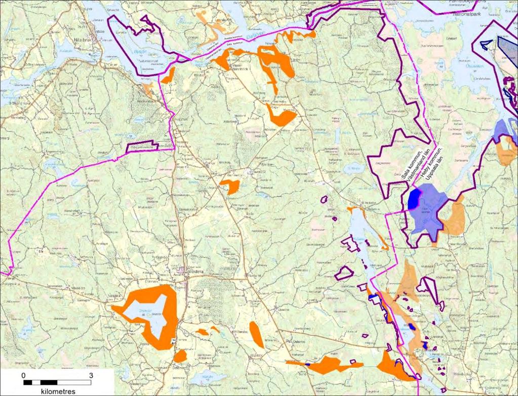 Färnebofjärden syd Hallaren Figur 2. Planerade ramområden för bekämpning av översvämningsmyggor i Sala kommun, Västmanlands län, under 2019.