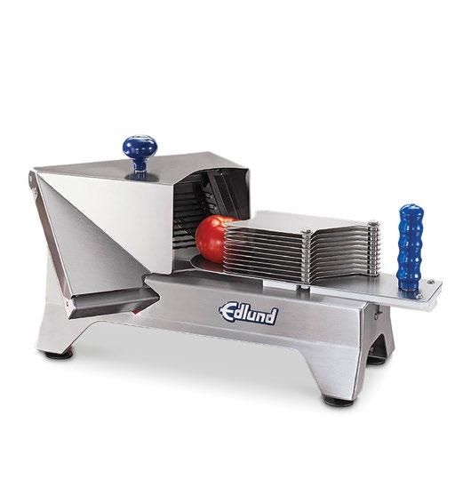 190 x 473 x 240 (mm) Gjuten aluminium / skärblad rostfritt stål Vikt 4300 g Nyhet! Tomato Laser Slicer Edund's Tomato Laser Slicer erbjuder enkel, snabb och funktionell tomatskivare.