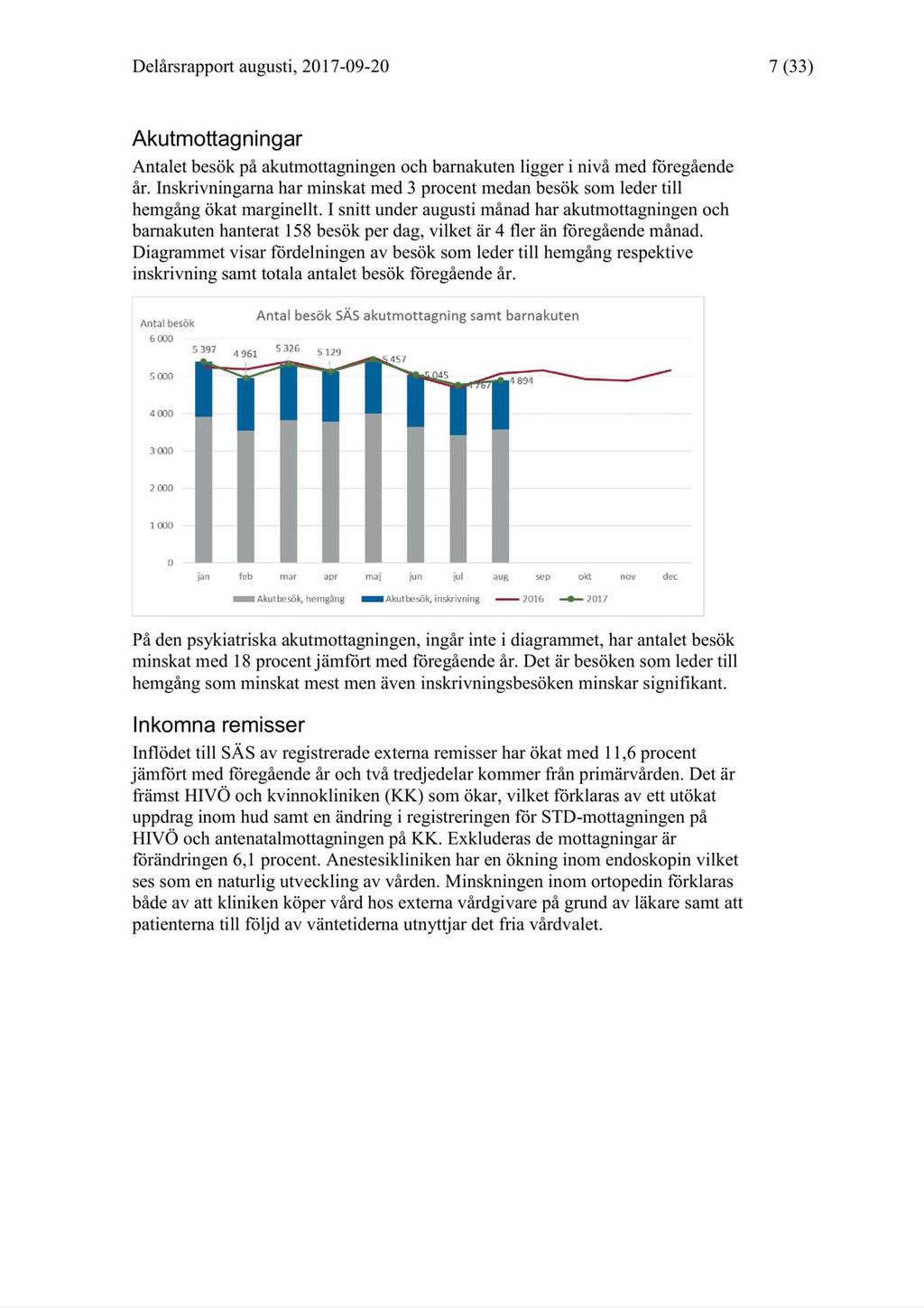2017-09-21 styrelsen för Södra Älvsborgs Sjukhus, Delårsrapport augusti 2017 - HSNS 2016-00095-51 Protokollsutdrag -