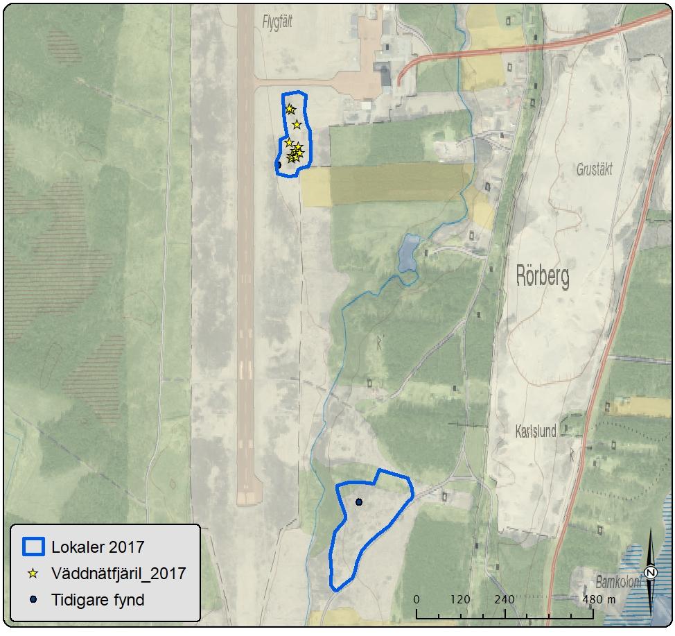 Lokal 11 Rörberg Tvea Antal väddnätfjärilar: 0 Area: 35,8 ha Biotopbeskrivning: Lokalen Tvea består av en betesmark med fuktstråk i den västra kanten av betesmarken.