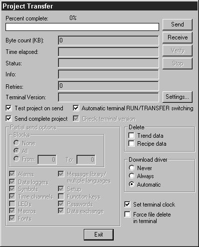 7 I 0 Drift och underhåll Överföring av projekt med PC och HMI-Builder Klicka på [Send] för att överföra data.