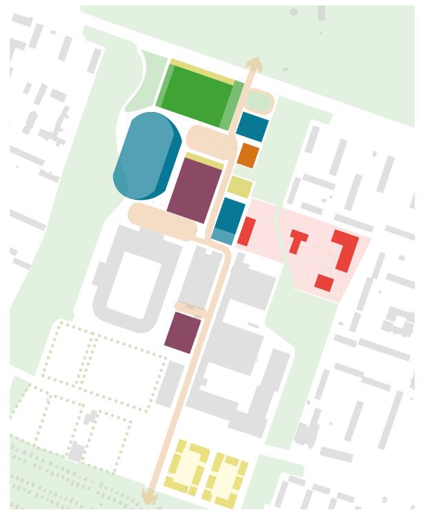 Gymnastikhall Entréplats Etapp 3 (ca 2026-2029) Stadionbyggnaden rivs Friidrottsarena