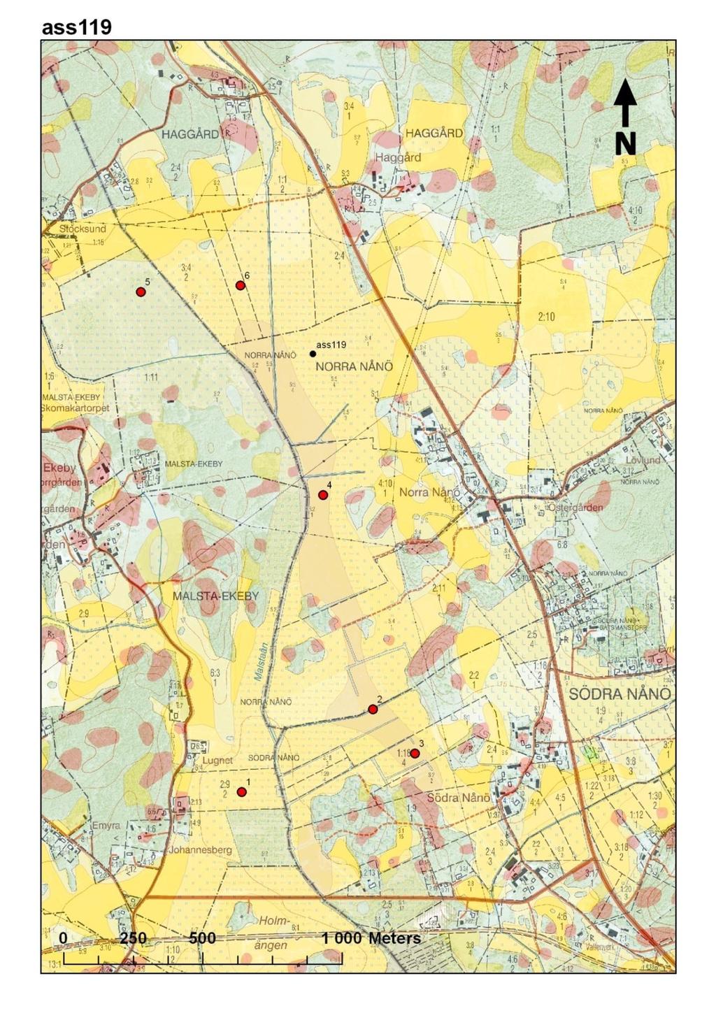 Appendix 15 En karta över Ass119 i skala 1:10000.