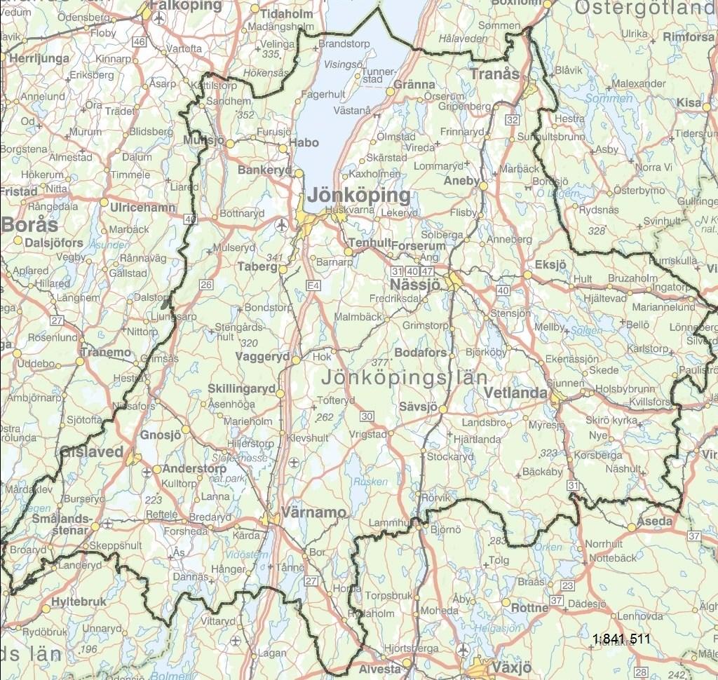 Resultat De lokaler som inventerats vintertid i Jönköpings län är: Tabergs gruva (1 på kartan) Jönköpings kommun Kleva gruva (2 på kartan), Vetlanda kommun Ytterligare enstaka vinterräkningar har