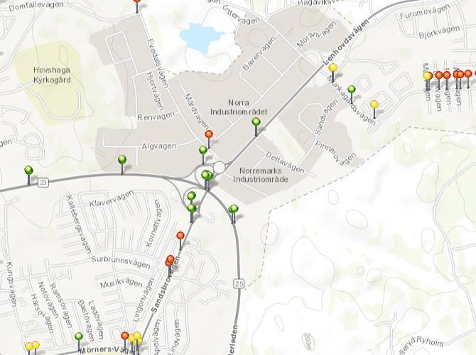 Danish Geodata Agency, Esri, HERE, DeLorme, INCREMENT P, USGS, METI/NASA Figur 2: Klassificerad GCM-passage i webbtillämpning åtkomlig via www.trafikverket.