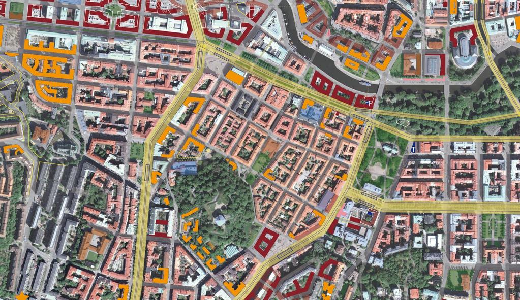 Inom stadsdelarna kan lugnare gator fungera som ett tryggt och barnvänligt sällskapsrum: (liknande Haga) Torg Torg Torg Torg P-hus Skola Förskola på en Innergård Södermalm i
