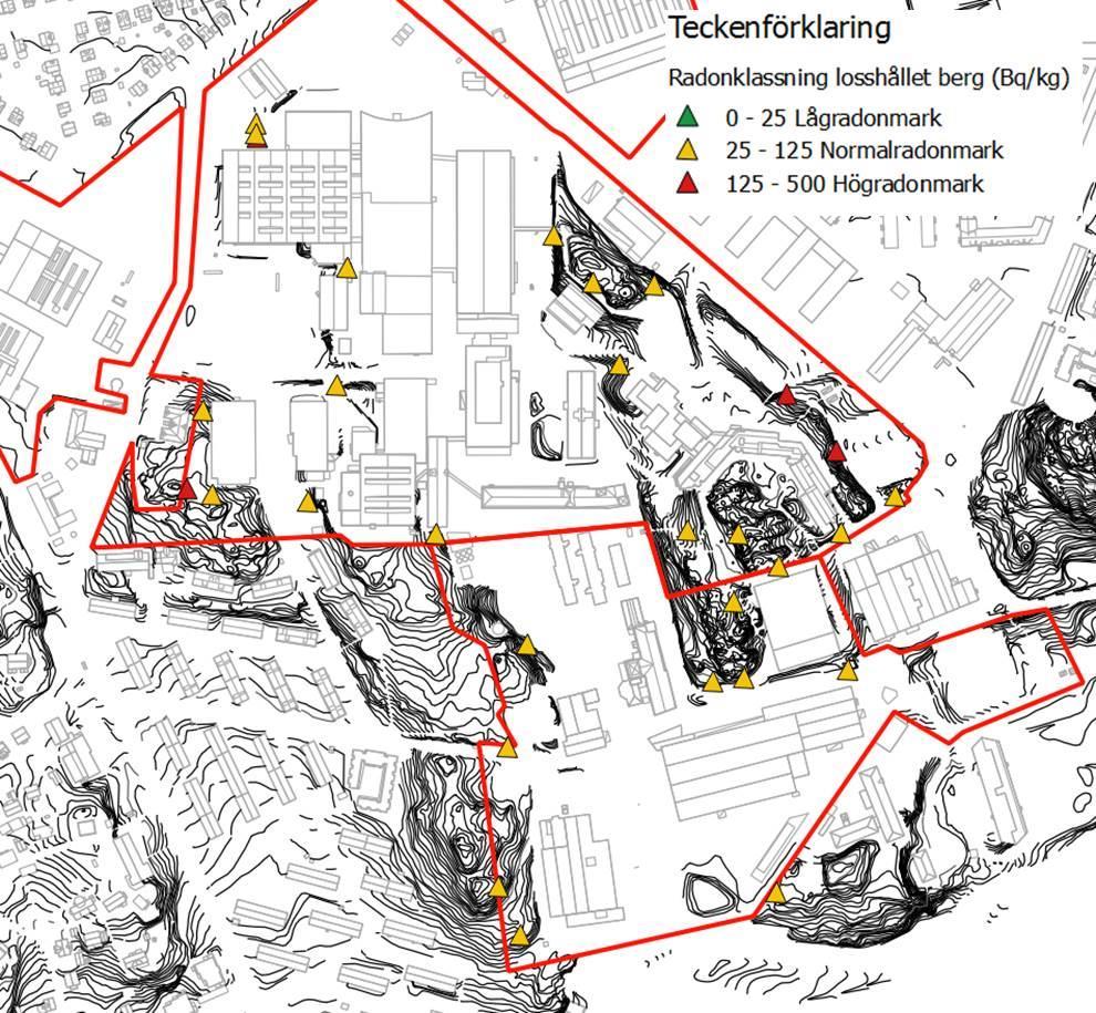 18 10240286 Volvo Campus Lundby Figur 23. Radonklassning för losshållet berg.