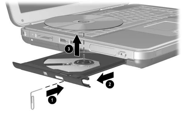 Enheter Ta ut en CD- eller DVD-skiva från en optisk