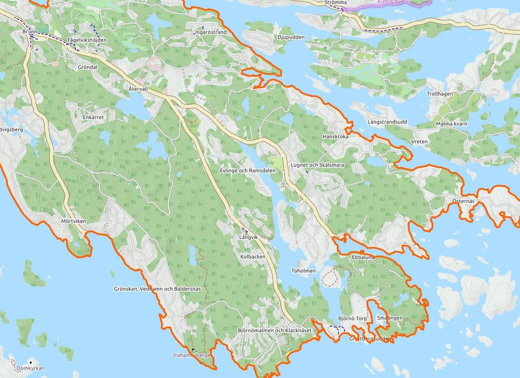 2 Inledning 1.1 Bakgrund Idag finns en gång- och cykelväg från Gustavsberg till korsningen med väg 222.