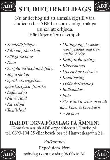 Detta händer i din församling: Torsdag 20/9 Kl. 10.