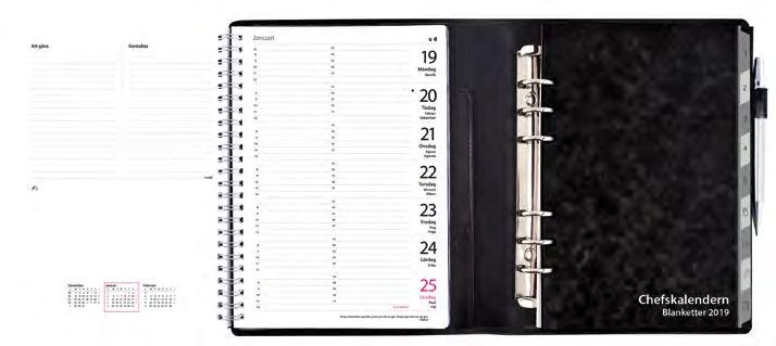Noteringskalendern Kalender med vartannat uppslag timindelad veckokalender och vartannat noteringssidor (tomt/linjerat).
