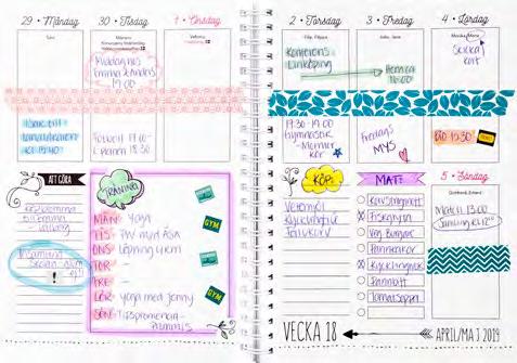 Utrymme finns att skapa de listor du har nytta av för planering av din månad och din vecka.