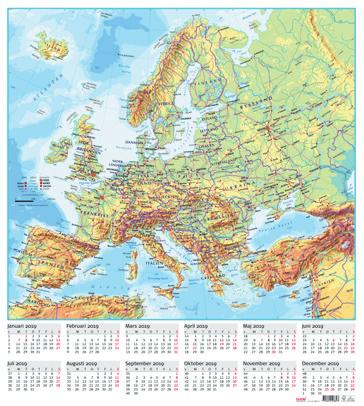 Väggblad med Världskarta Årsöversikt och världskarta med tidszoner.