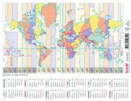 Världskarta med tidszoner Världskarta på ena sidan och tidszoner på