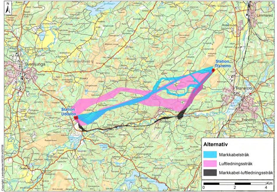 1 INLEDNING I denna bilaga redogörs för de ledningsstråk och alternativa utformningar som studerats och för vilka stråksamråd genomförts, för den planerade 140 kv-ledningen mellan