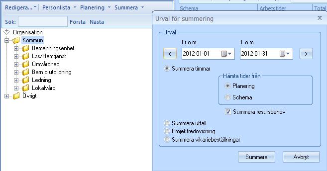 ÄNDRINGAR/FÖRBÄTTRINGAR Frånvaro Visning av frånvaro Planeringsbilden i Windows-klienten är nu ändrad så att visning av frånvaro på ledig dag görs på samma sätt som på webben. D.v.s. frånvarokoden visas på ledig dag.