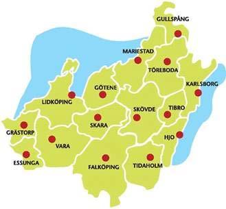 Skaraborg Ett delområde i Västra Götaland Invånare: 264 000 Kommuner: 15 Sjukhus: 4 Vårdcentraler: 33