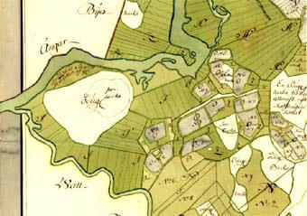 Bild 2. Inägokarta över Fors by av år 1742 (Lantmäteriets forskningsarkiv, akten V51-8:1). De första spåren av järnåldersbebyggelse i Gästrikland härrör från romersk järnålder (200 400 e.kr.