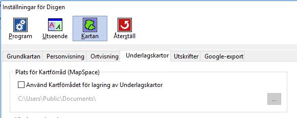Detta har följande fördelar: Man behöver inte fundera på om kartorna riskerar belasta utrymme vid säkerhetskopiering Man kan lätt lagra de många Disgen-kartorna på DVD eller USB med ett eller ett