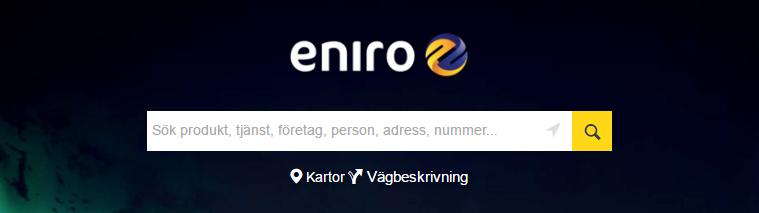 34 Kartfunktionen i Disgen 2018, Studiehandledning Del 1 Hitta koordinaterna med Eniro Båda adresstjänsterna Eniro och Hitta på nätet har
