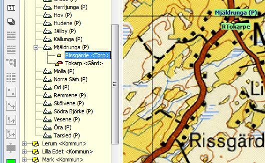 Kartfunktionen i Disgen 2018, Studiehandledning Del 1 35 En ringsymbol visar sig i mitten på Eniros karta.