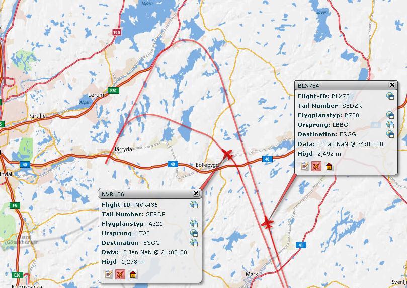 RNP AR Göteborg Landvetter Airport (kurvade inflygningar) Reducera utsläpp - 11 nautiska mil (ca 20 km) Fördelning av trafik - avlasta områden - inga nya boenden 70 db(a)