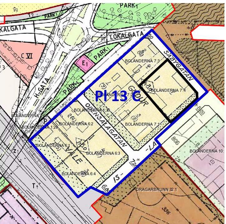 Gällande detaljplan För området gäller Stadsplan för kvarteren Gudur och Vale (Pl 13 C) från 1934.