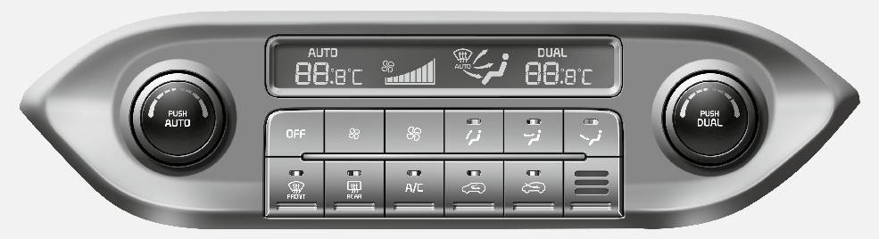 temperaturreglage b AUTO (automatisk funktion) c Fläkthastighetsreglage (hög) d Fläkthastighetsreglage (låg) e Klimatanläggningsdisplay f