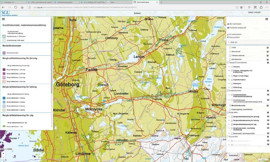 Sveriges geologiska undersökning Figur 2. Exempel på hur SGUs kartvisare ser ut. Den finns på vår webbplats. användaren.