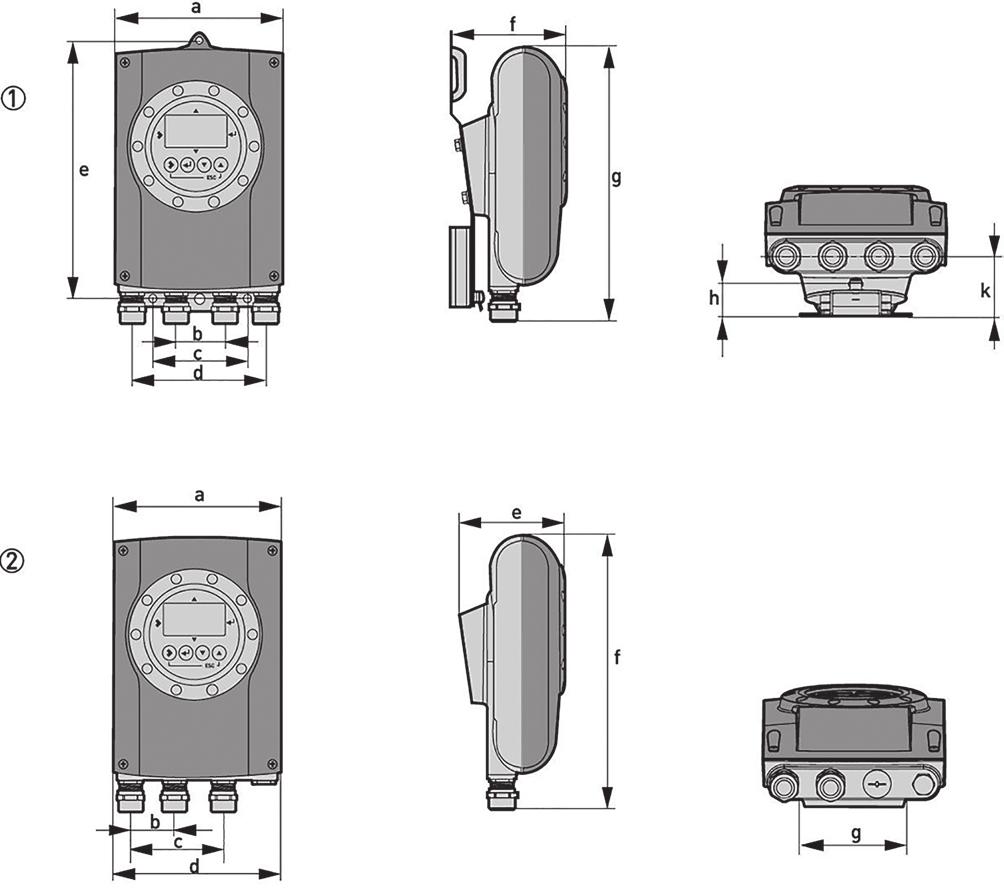 MAG-mätare Signalomvandlare VM 9024 VM 9039 optiflux IFC 0502000 DN 25-1200 DN 25-2000 kombinerad PN 40/6 med mätrör fläns VM 9024 Mått [mm] och vikt