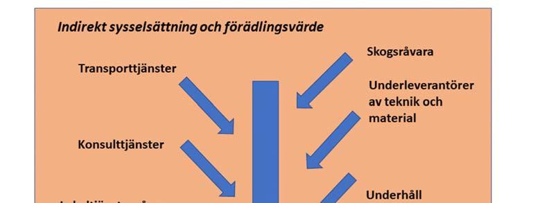 Principskiss: Exempel på hur olika verksamheter bidrar till produktionen och genererar sysselsättning (indirekt och direkt) och förädlingsvärde Övriga antaganden En del av de direkt och indirekt