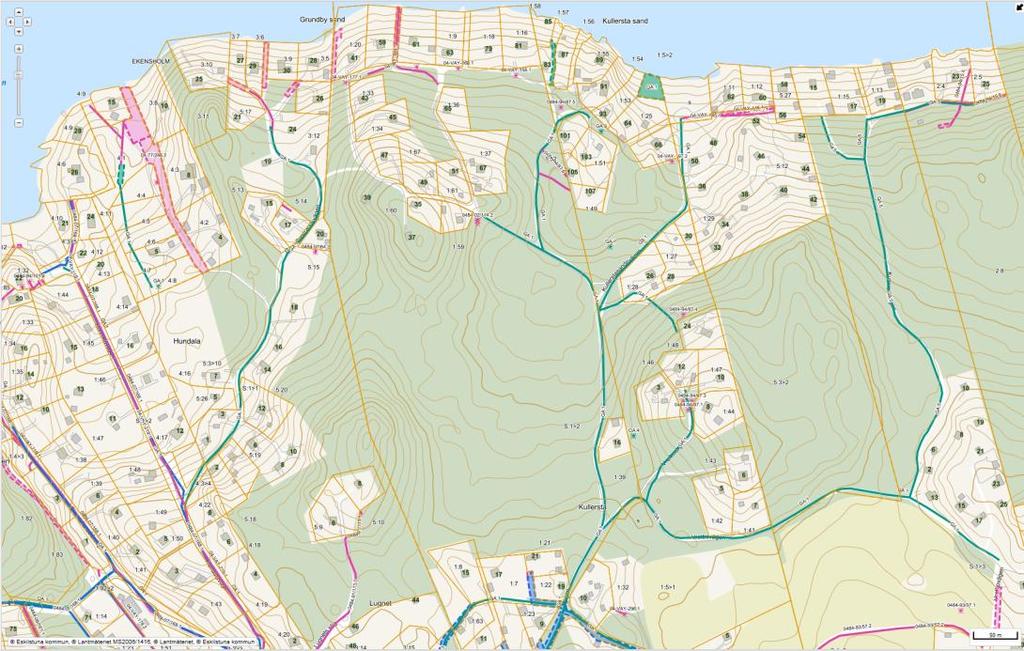 Eskilstuna kommun 49 (60) Karta 9. Rättigheter och gemensamhetsanläggningar som finns redovisade i Eskilstunakartan.